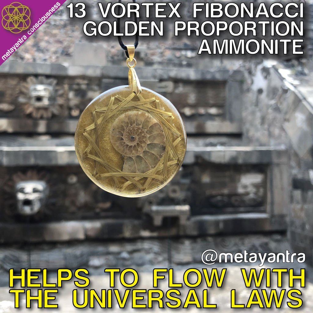 13 Vortex Fibonacci Bobina StarShip en Proporción Áurea con Amonita - Metayantra Consciencia